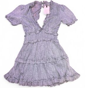 green ruffle v-neck short sleeve dress NWT